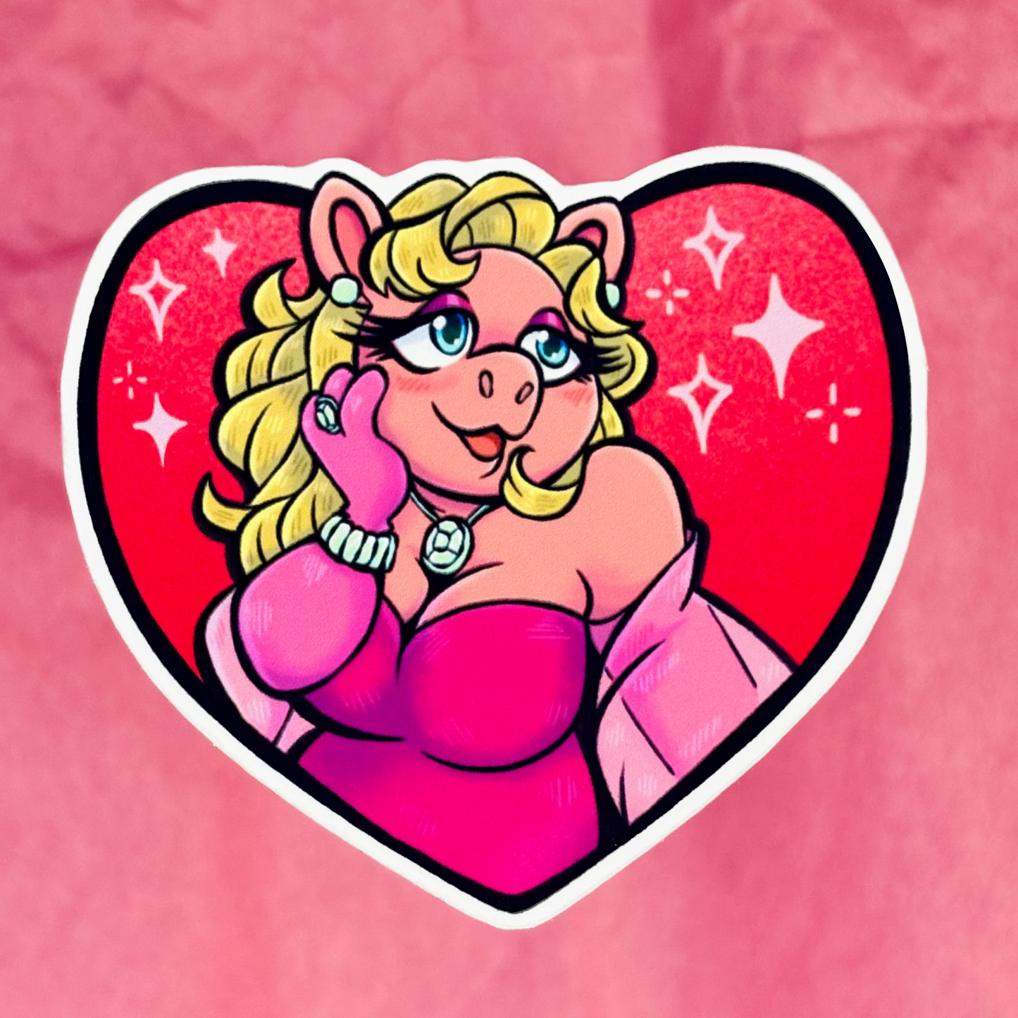 “Miss Piggy” Muppets Heart Sticker