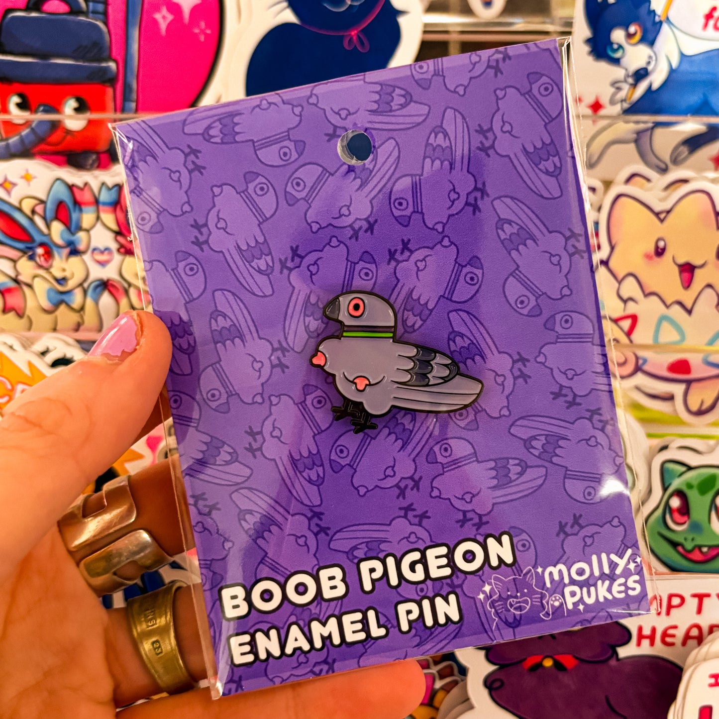 Boob Pigeon Enamel Pin