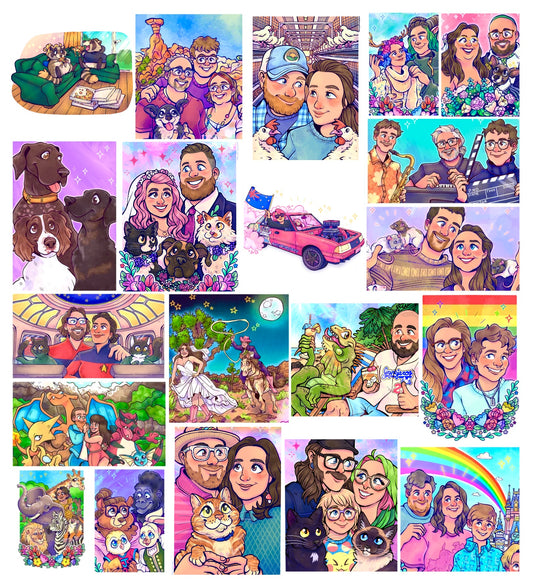 Custom Cartoon Portraits by MOLLYPUKES *preorder JAN 2026