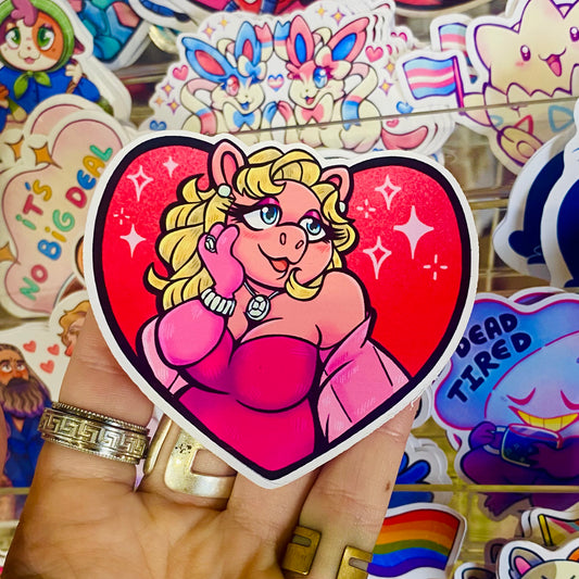 Miss Piggy Heart Sticker